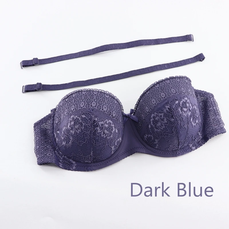 Dark Blue PariFairy цветочный кружевной хлопковый бюстгальтер-трансформер на бретельках, сексуальный, Bh, комфортное нижнее белье, женские прозрачные бюстгальтеры с получашками, женский бюстгальтер - Цвет: Dark Blue