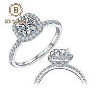gems ballet 925 sterling silver moissanite ring 1ct vvs1 custom name diamond halo engagement rings for women wedding jewelry