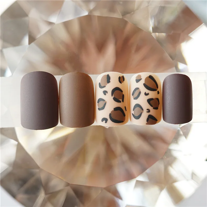 

Frosted Leopard Nail Art Fake Nails Sticker Foils Armour Full Polish Tips Wraps Diy Decoration Black Gold Silver Nail Extension