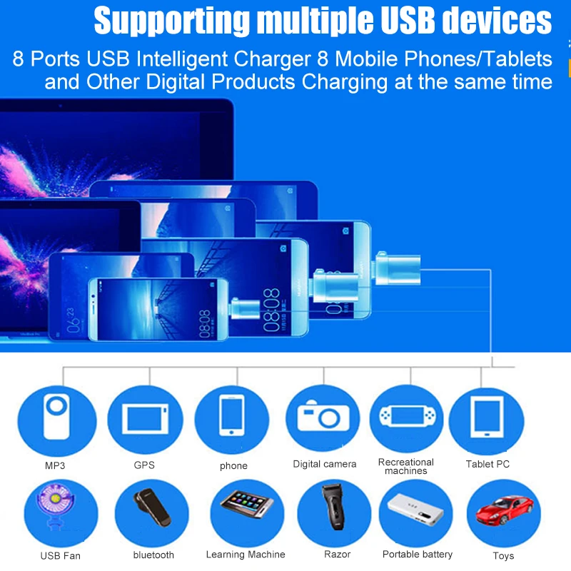 USB Зарядное устройство Smart 8 Порты и разъёмы s Настольный по ограничению на
