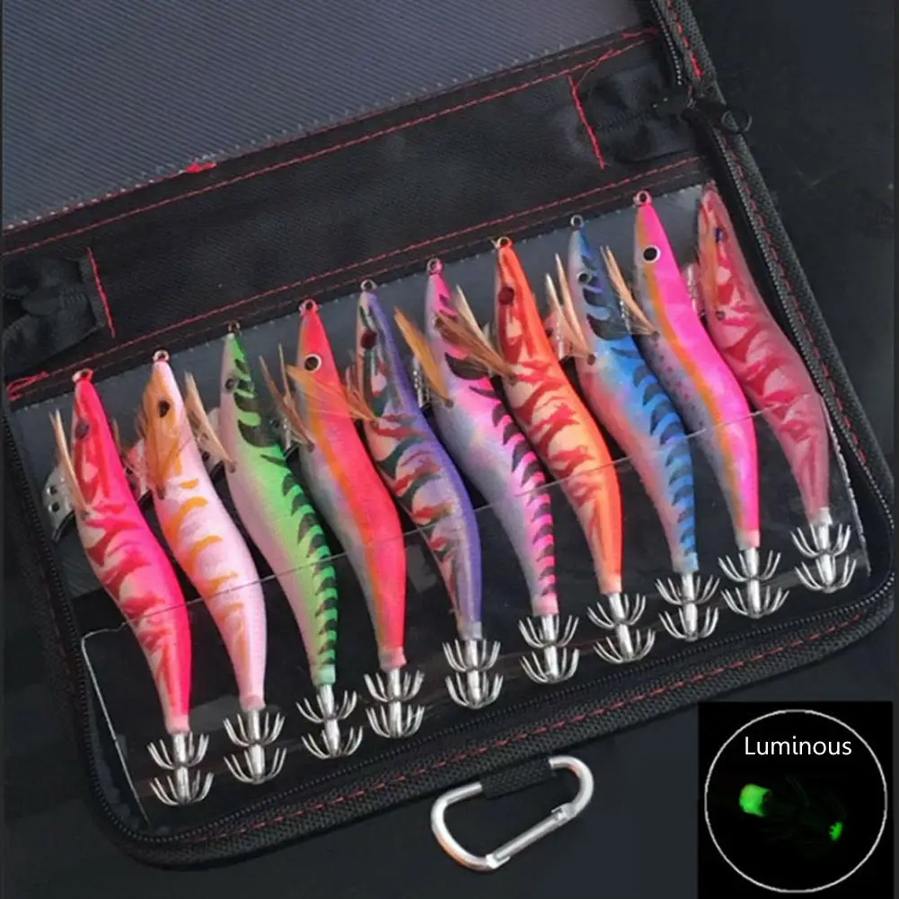 

10Pcs Luminous Saltwater Squid Jig Cuttlefish Fishing Lure Bait Tackle with Hook