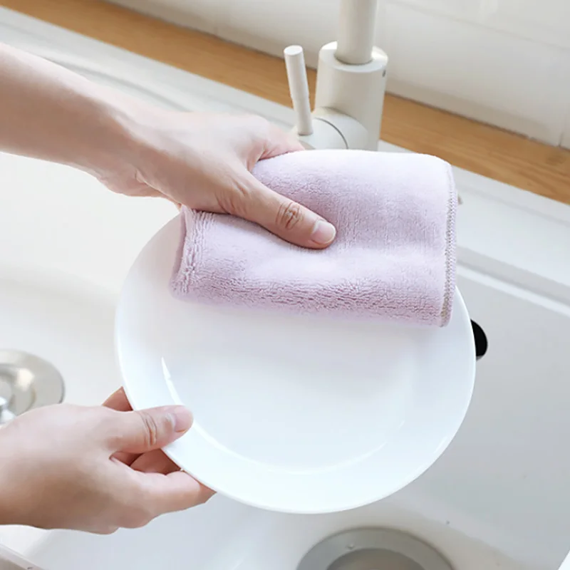 

3pcs cleaning rags, dish towels, absorbent, non-linting, thick kitchen non-oily cleaning dish cloths