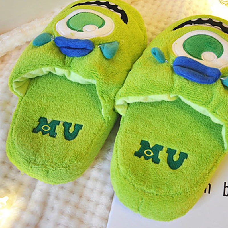 Cartoon cotton mop soft bottom winter home plush slippers female lovely couple day home