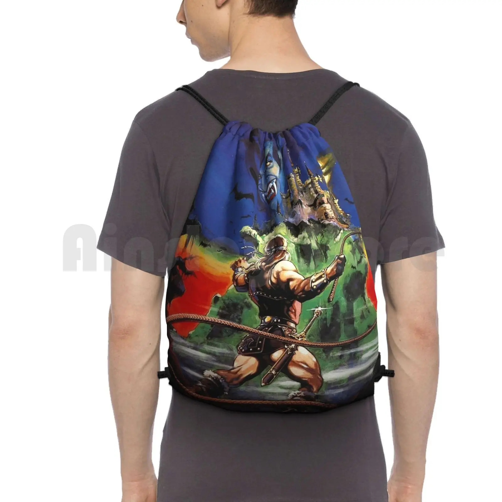 Castlevania Backpack Drawstring Bags Gym Bag Waterproof Video Games Pixelart Pixel Art Sprite Sprites Retro Classic