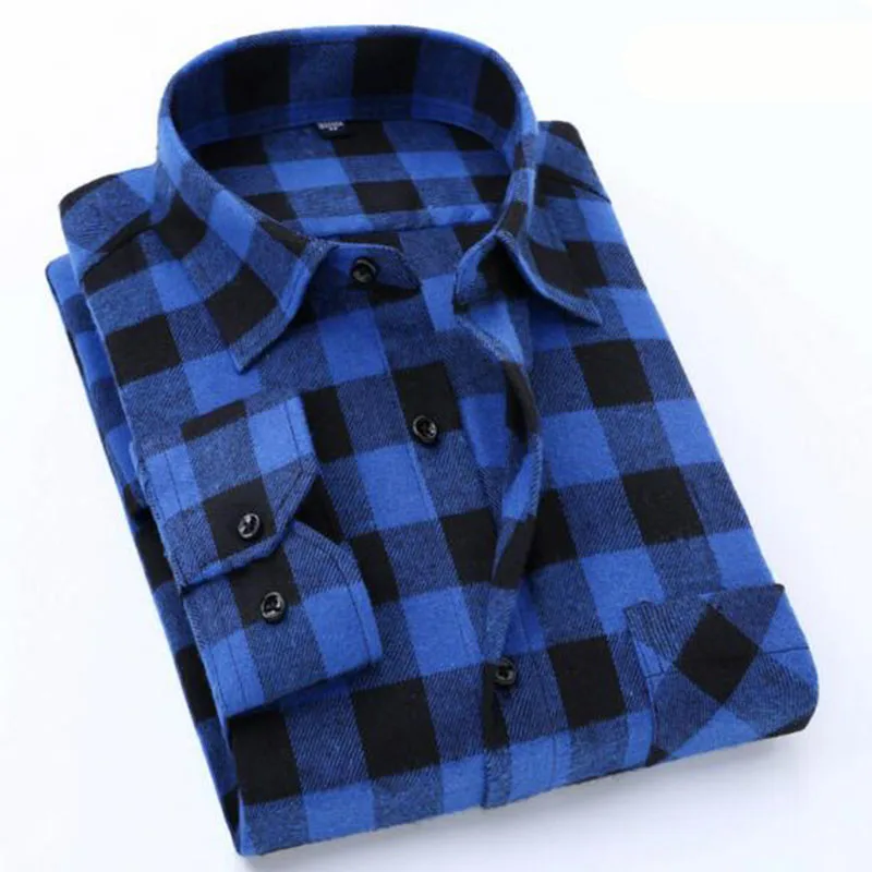 Men Grind Plaid Printed Single Breasted Shirts Camisa Flannel Pure Cotton Breathable Comfortable Vestido Spring Cloth | Мужская одежда