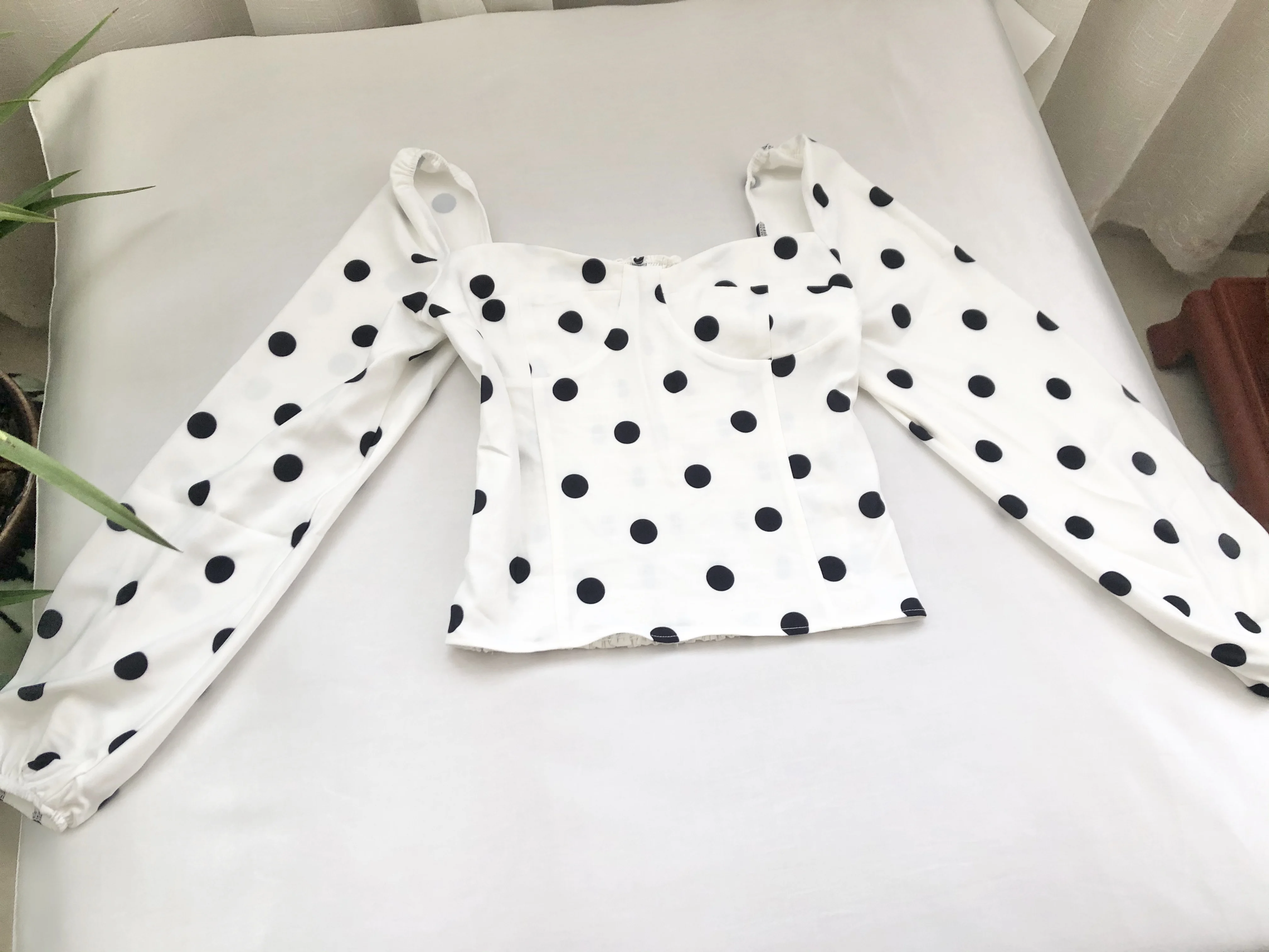 

Shirt Spring Women / Summer 2021 New Shirt Polka Dot Retro Square Collar Long Sleeve Shirt Top