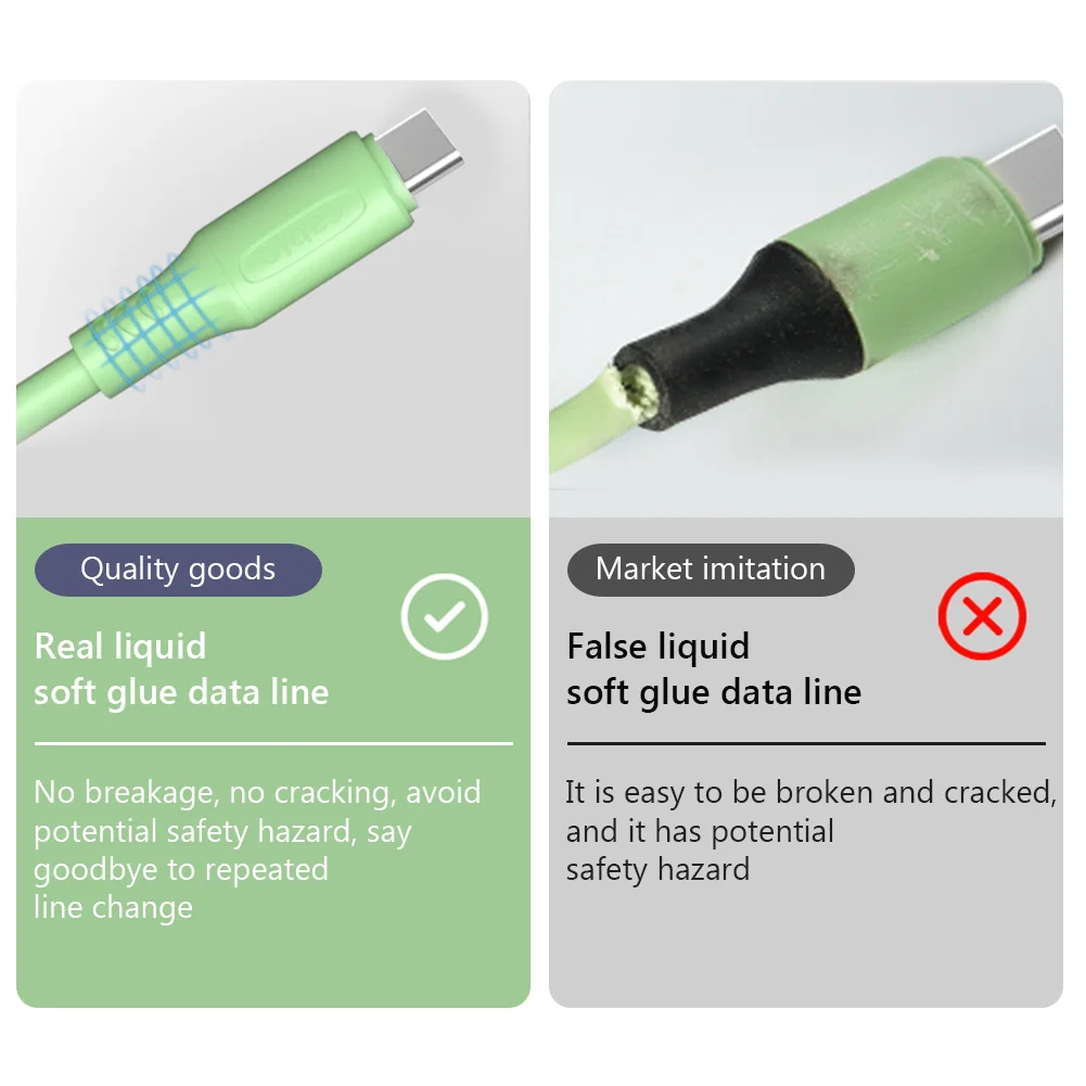 1 м 3A USB Type-C Android Micro Liquid Silicone кабель для быстрой зарядки и синхронизации данных IPhone