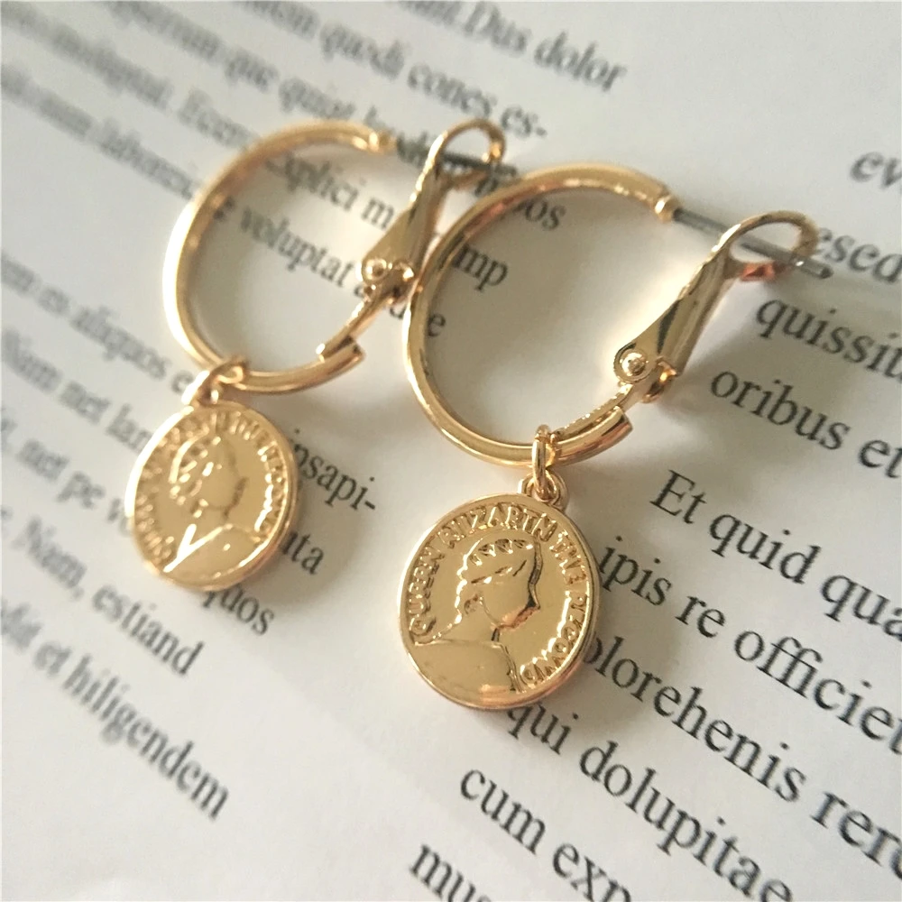 Милые серьги-кольца с подвеской в виде монеты маленький золотого цвета, 20 мм, мини-серьги-кольца Для Пирсинга Ушей