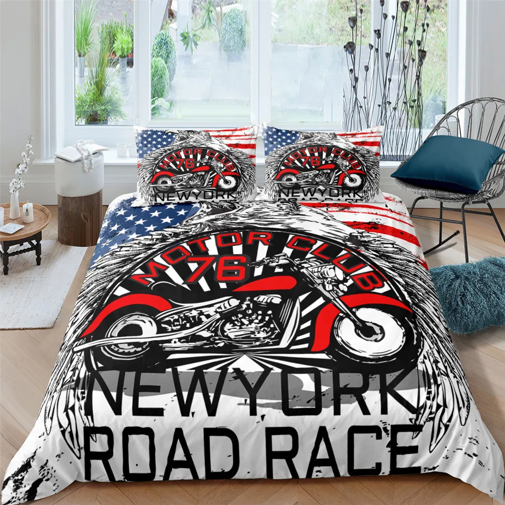 

bedding set duvet cover 3D Motorcycle race 2/3pcs with Pillwcase king queen bedding sets microfiber home textiles