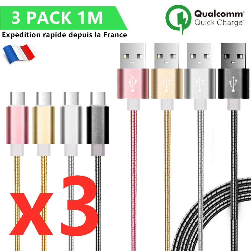 

FOR CHARGEUR ANDROID CABLE UNIVERSEL MICRO USB POUR PS4 METAL RENFORCÉ x1x2x3