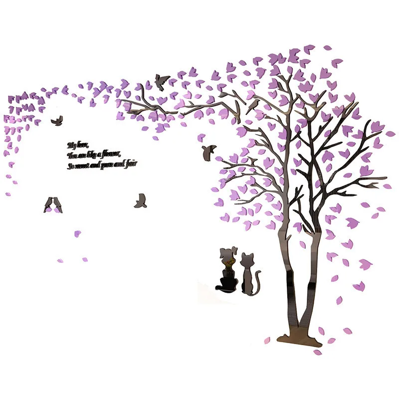 

Creative Flowering Tree Pattern Acrylic Wall Sticker Romantic Home Decor Wall Stickers 1pcs Tv Sofa Background Wall Decorations