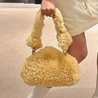 luxury real fur hand bags fashion plush clip shell women shoulder bag designer pouch handbags female big tote purses winter 2021