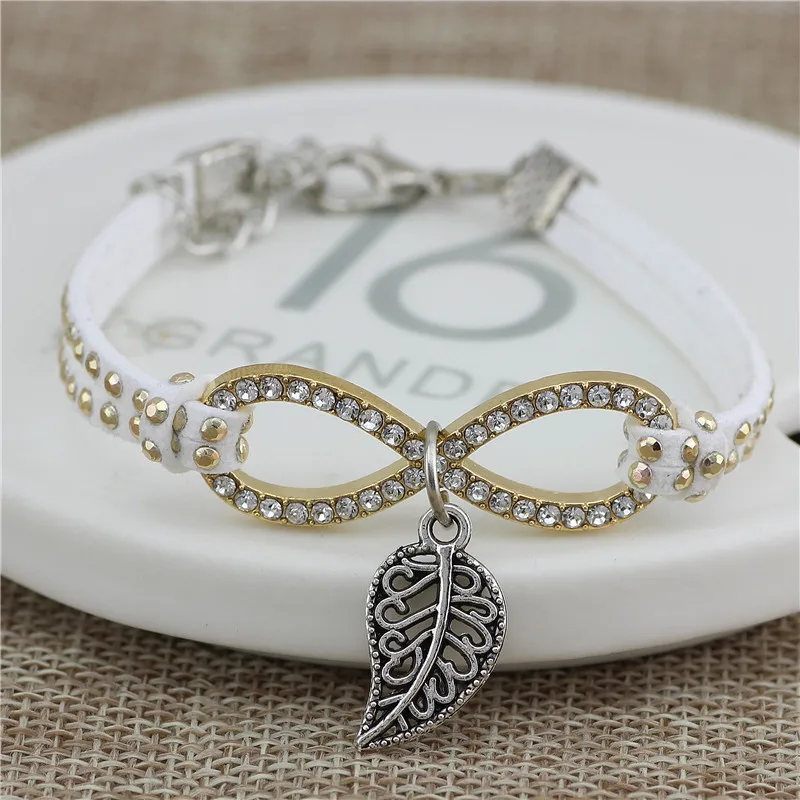 Браслет с листьями и бесконечностью для женщин 2 цвета | Украшения аксессуары