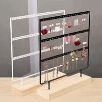 fashion metal earrings stand natural wooden base earrings pendant holder jewelry organizer