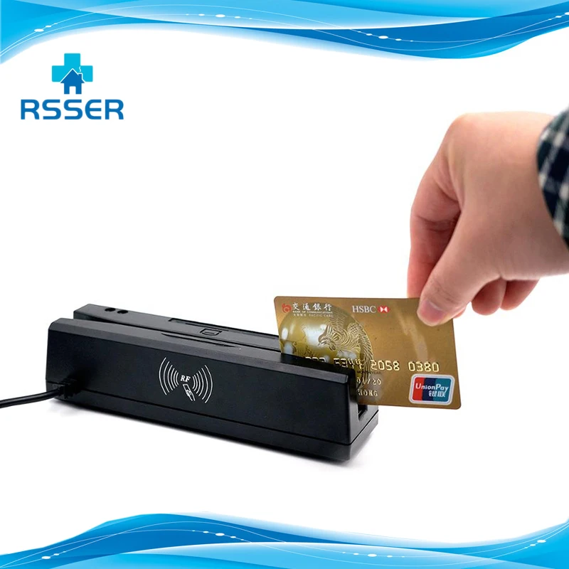 Считыватель магнитных карт/записывающий энкодер RSSER80 4 в 1 USB-интерфейс черный |