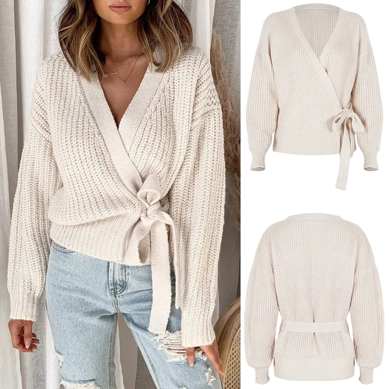 

Sweater Women Hedging Lace Up Autumn Winter Women Clothing Ladies Top Elegant Sweaters