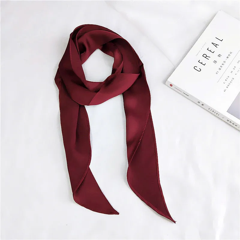 

1PC Women Retro Long Silk Feel Satin Hairband Scarf Skinny Ribbon Wrist Head Neck Hair Tie Band Headband Summer Accessories