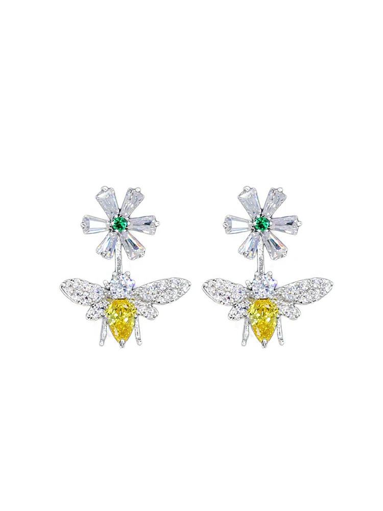 

Simple Crystal Flower Daisy Bee Earrings Sweet And Cute Ladies Pendant Earrings Party Jewelry Gift