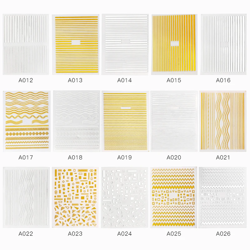 Золотая 3D наклейка для ногтей с четырьмя лилиями изогнутые полоски s клейкая