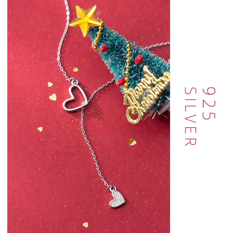 Modian Романтический двойные сердца 925 стерлингового серебра любовь Форма длинная