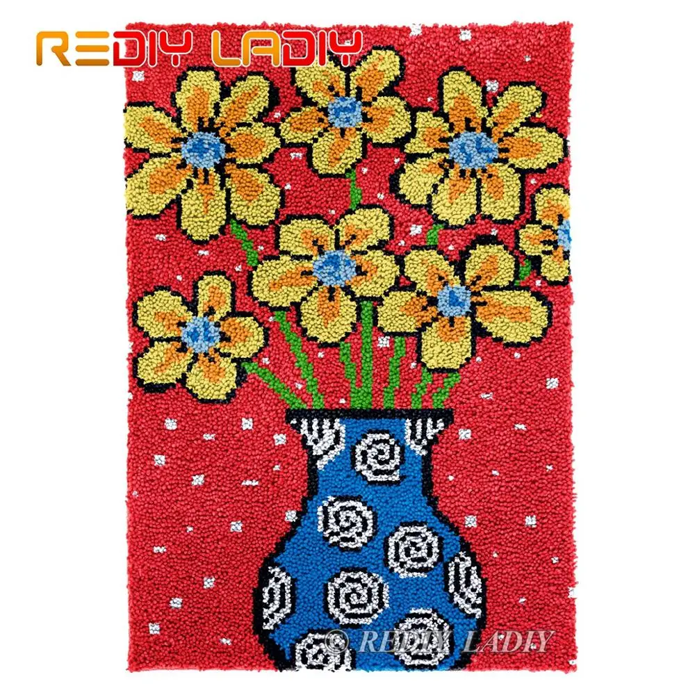 

Крюк с защелкой Наборы золотой цветок DIY ковров пышные наборы гобеленов Наборы на не сужающемся книзу массивном пряжа вязаное Покрывало «ру...