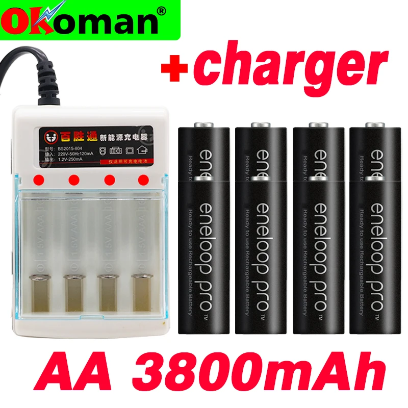 Новая батарея основная Pro AA3800 MAH 1 2 V Ni-MH игрушечная перезаряжаемая с зарядным