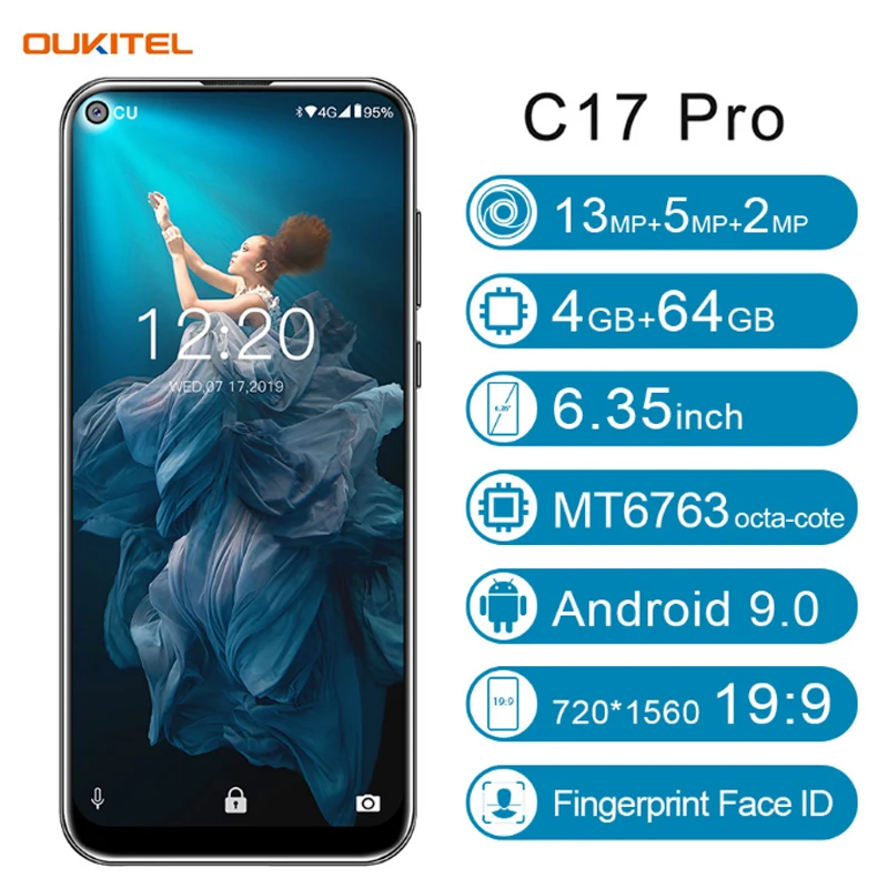 OUKITEL C17 Pro 6 35 дюйма 19:9 Android 9 0 мобильный телефон MT6763 Восьмиядерный 4 Гб RAM 64 ROM