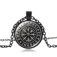 the most popular new vegvisir viking pattern glass pendant necklace best gift