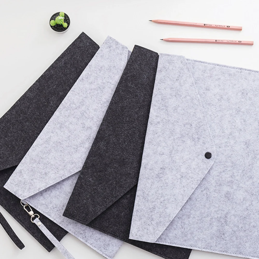 

4 Pcs A4 File Folders Felt Folder Color Document Folder Portable Felt Holder Documents Folders Snap Type Briefcase Bag wit