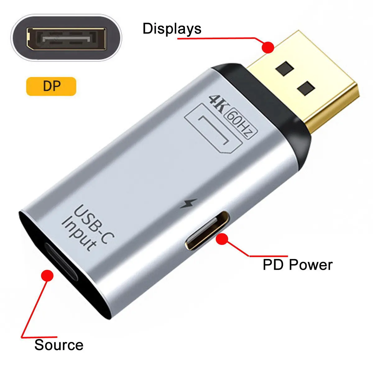 Jimier CY USB-C Тип C разъем для Mini Displayport DP раковина HDTV и адаптер питания PD 4K 60 Гц 1080p