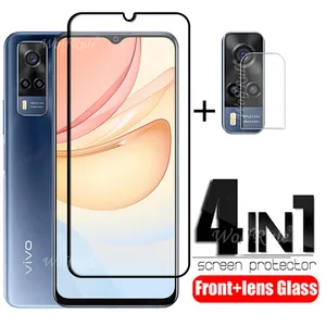 4 in 1 for vivo y53s glass for vivo y53s tempered glass hd full cover gule protective screen protector for vivo y53s lens glass free global shipping