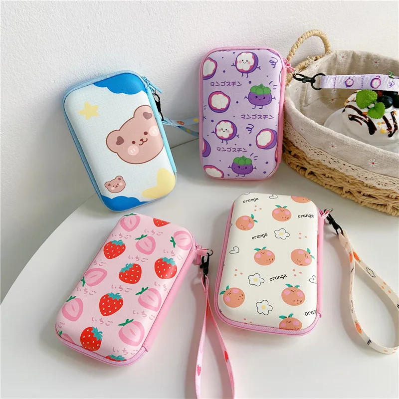

package bag soft cover Shell Cute Cartoon fruit Housing Protective Case students For charger headset Coin Zero wallet mirror