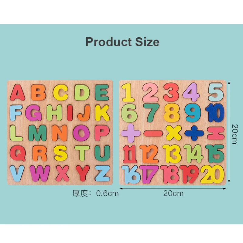 

New Wooden 3D Puzzle Toy Kids English Alphabet Number Cognitive Matching Board Baby Early Educational Learning Toys for Children