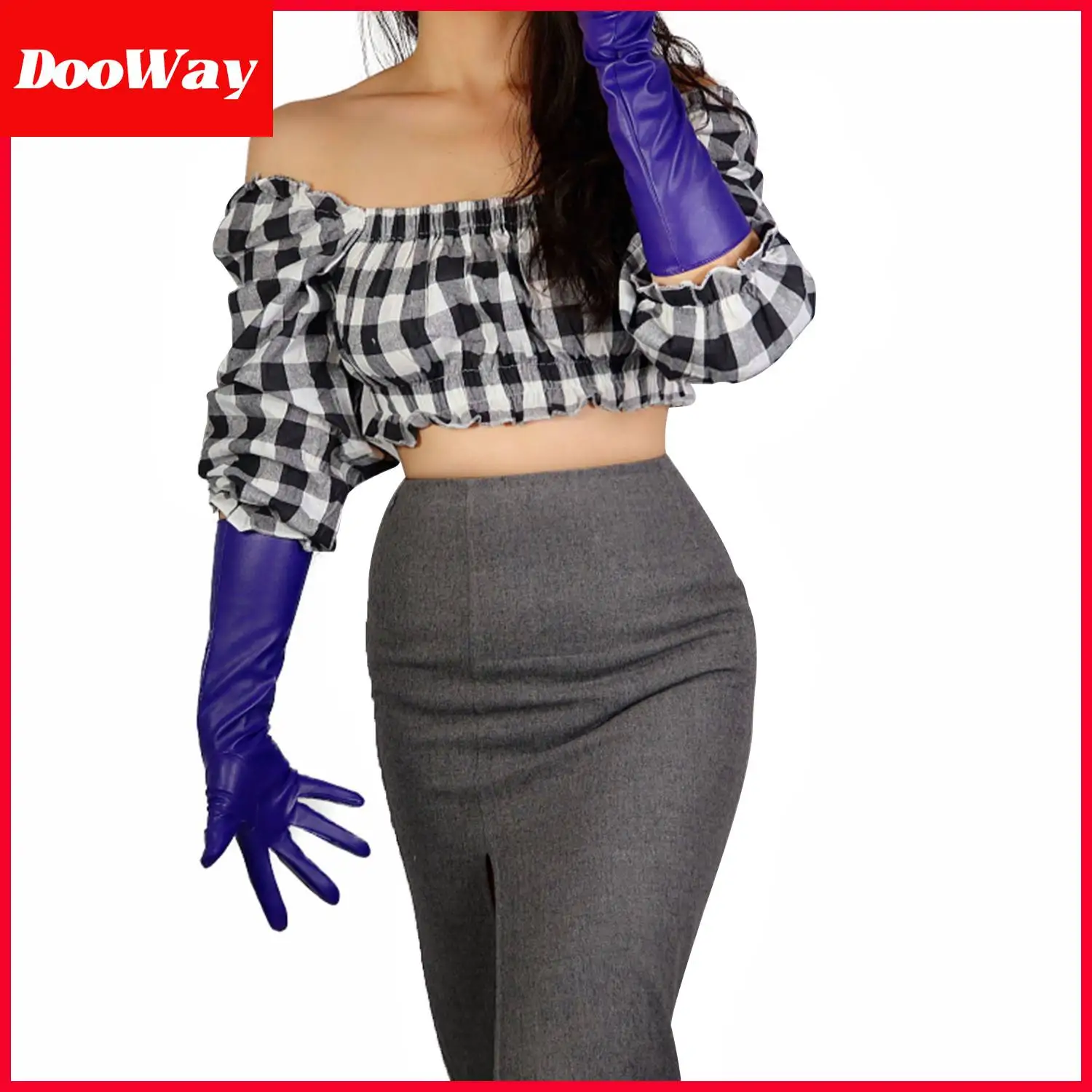 DooWay женские длинные Искусственные кожаные перчатки зимнее вечернее платье Локоть Длина Plurple 16-дюймов