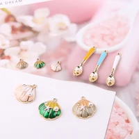 10pcs nice pearl spoon shell charms ocean pendants anklet bracelet necklace diy handmade accessories craft