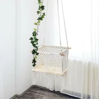 Nordic Baby Swing Chair Hanging Swings Set Children Toy Rocking Solid Wood Seat with Cushion Safety Baby Indoor Room Decor DQQ02