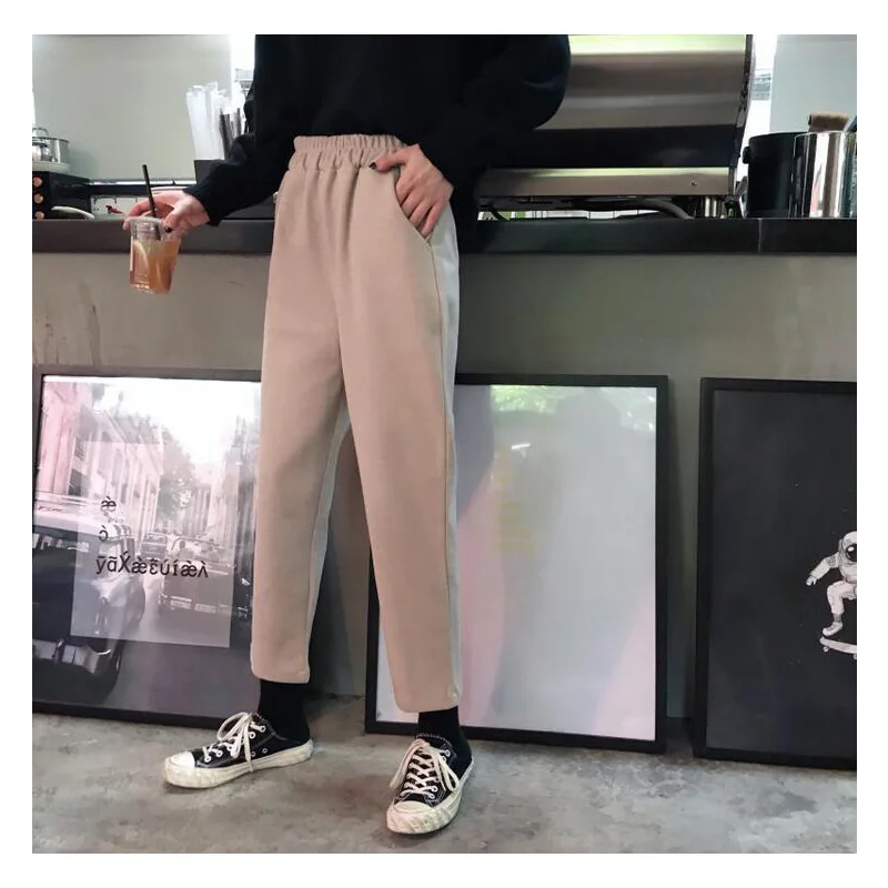 Новинка 2019 осень зима женские брюки вязаные шерстяные Свободные Элегантные