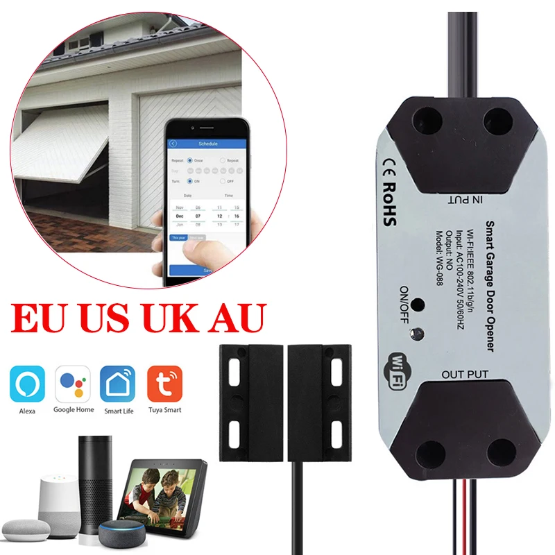 

WiFi Garage Door Opener Smart Gate Door Controllor Smart Life Tuya Smart IOS Android APP Compatible With Alexa Echo Google Home
