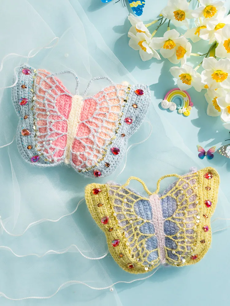 

Необработанная пряжа, искусство, изготовление на заказ, вязаная сумка-бабочка, упаковка «сделай сам», набор для рукоделия, набор аксессуаро...