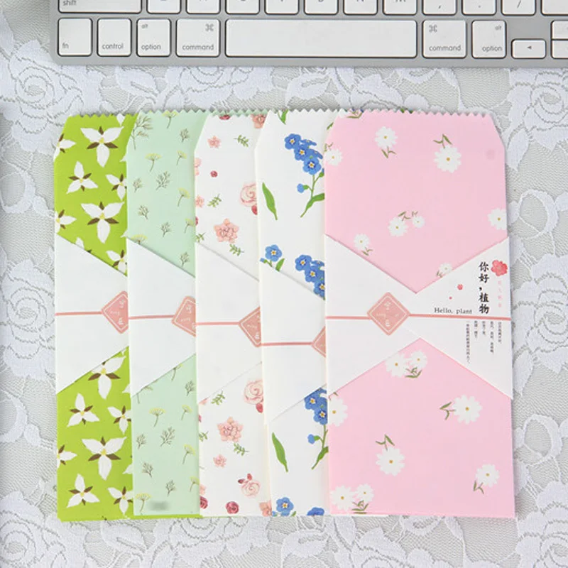 20 шт./лот бумажный конверт с цветочным принтом подарочная карта коллаж страстная