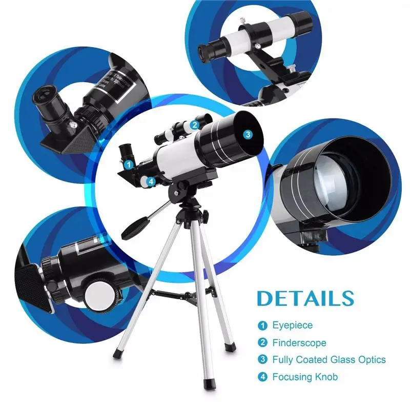 

150X Refractive Space Telescope Travel Outdoor Professional Astronomical Telescope Monocular Spotting Scope w/ Tripod Kit