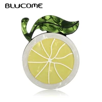 blucome orange lemon with green leaves brooches pins women kids handmade fruit style brooch hats dress badges scarf accessory