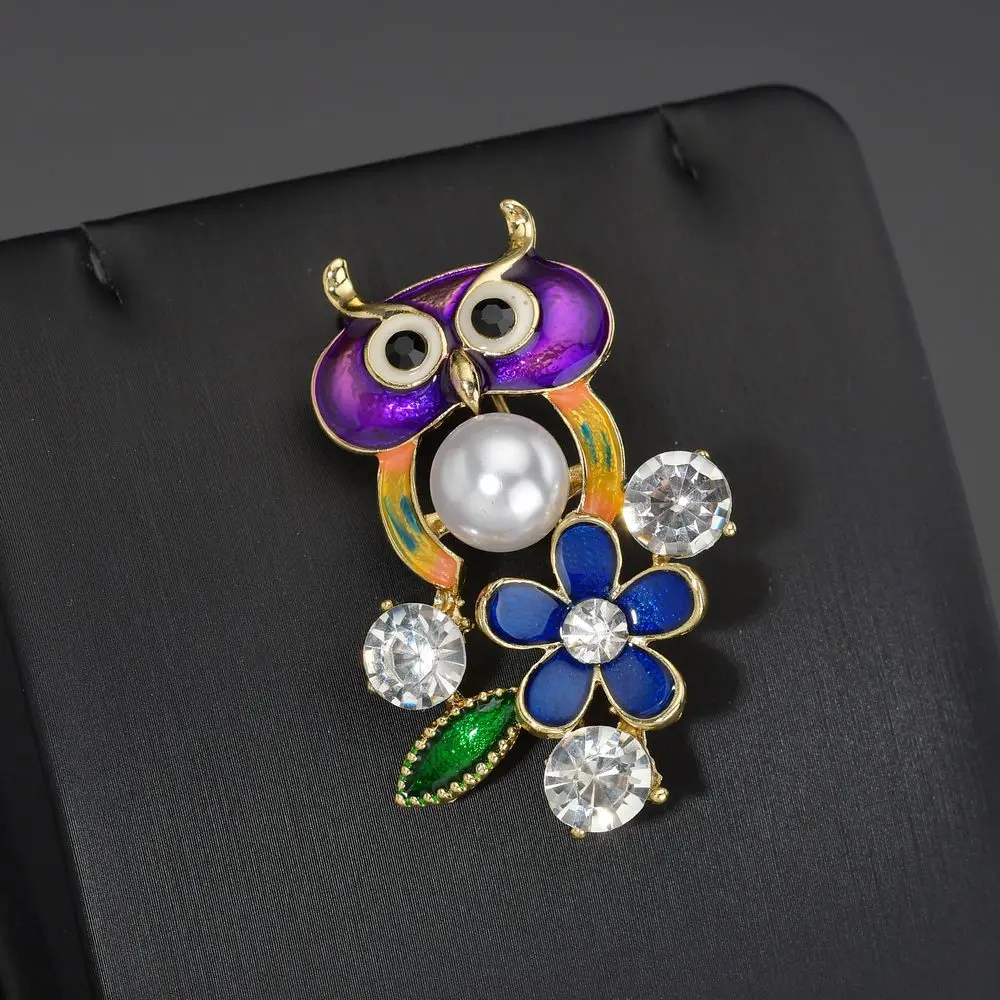 Hello Miss модная одежда новая капля масло сплав жемчуг Сова Брошь шпилька шарф