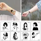 Водостойкая Временная тату-Наклейка Черная крутая девушка флэш-тату Дети Женщины черная линия боди-арт искусственная тату для мужчин и детей