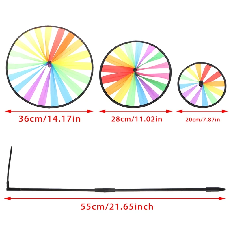 

Colorful Rainbow Triple Wheel Wind Spinner Windmill Garden Yard Outdoor Decor