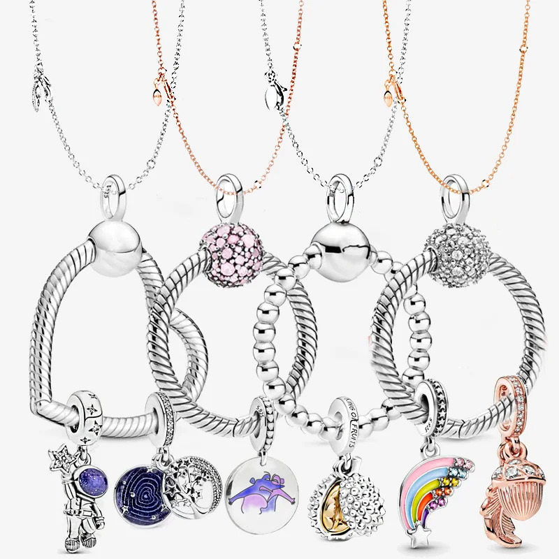 

2021 Mother's Day 925 Sterling Silver Beads Heart O Pendant Charms Fit Original Pandora Necklace Women DIY Charm Jewelry Gift