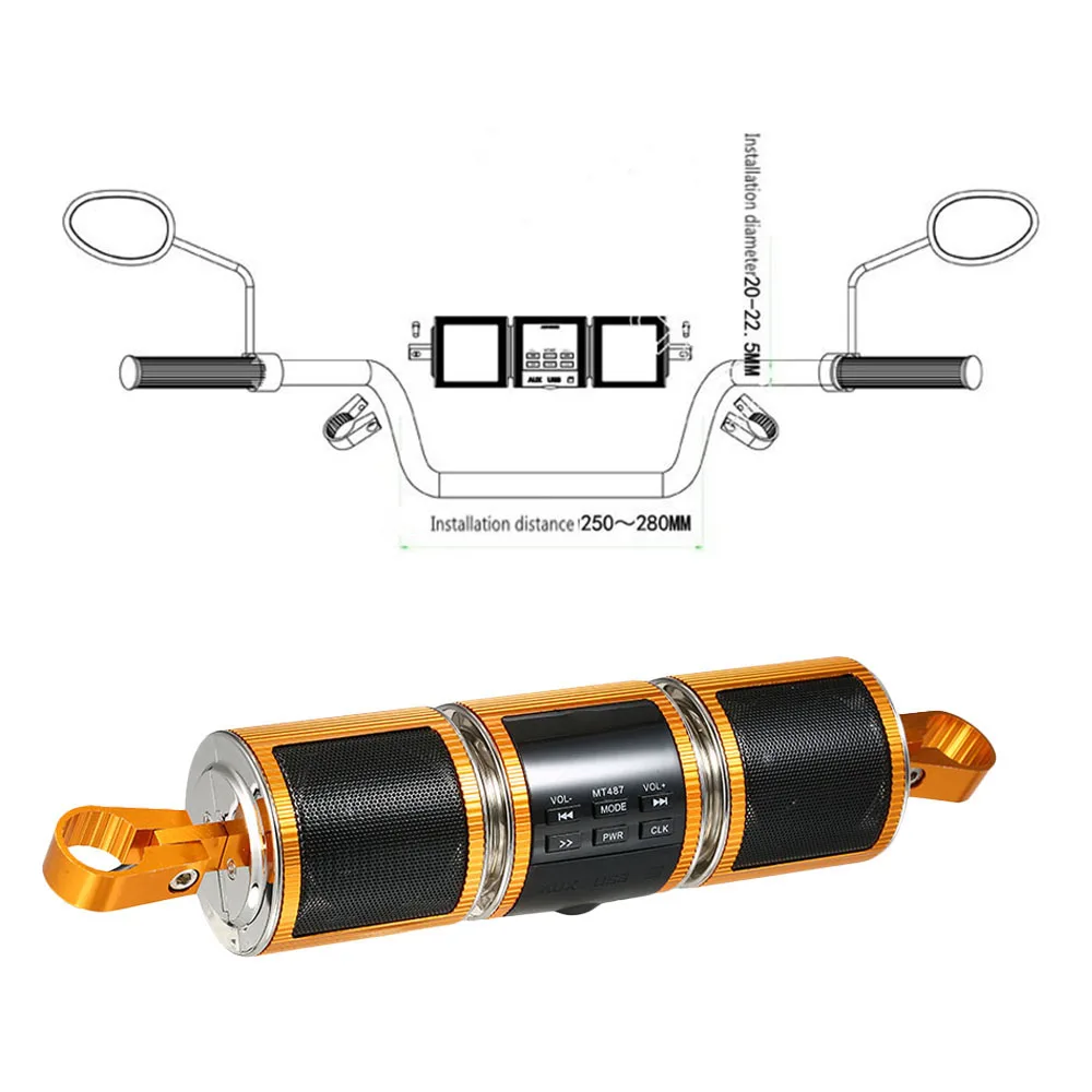 Колонка для мотоцикла Bluetooth BT аудио водостойкий мотоцикл стерео динамик Moto FM радио AUX USB TF MP3 плеер