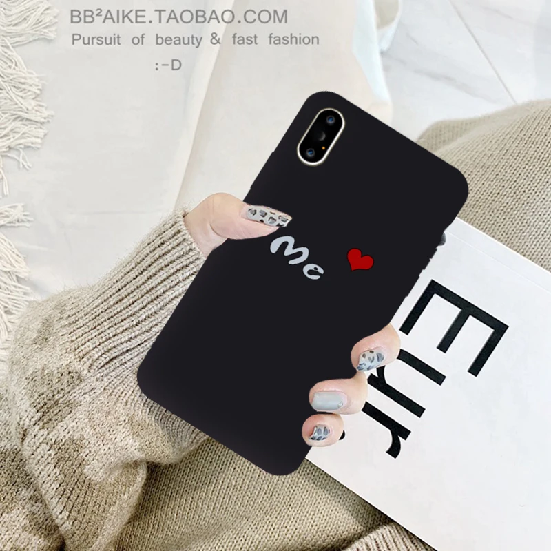Чехол GYKZ You Me Lover для пары iPhone XS MAX X XR 7 8 6 6s Plus Love Heart черный силиконовый мягкий чехол