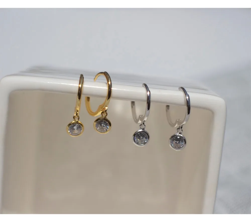Серьги из стерлингового серебра 925 пробы, Модный Циркон, круглый короткий кулон, круглые серьги, тренд кости, дикие женские серебряные серьги, ювелирные изделия