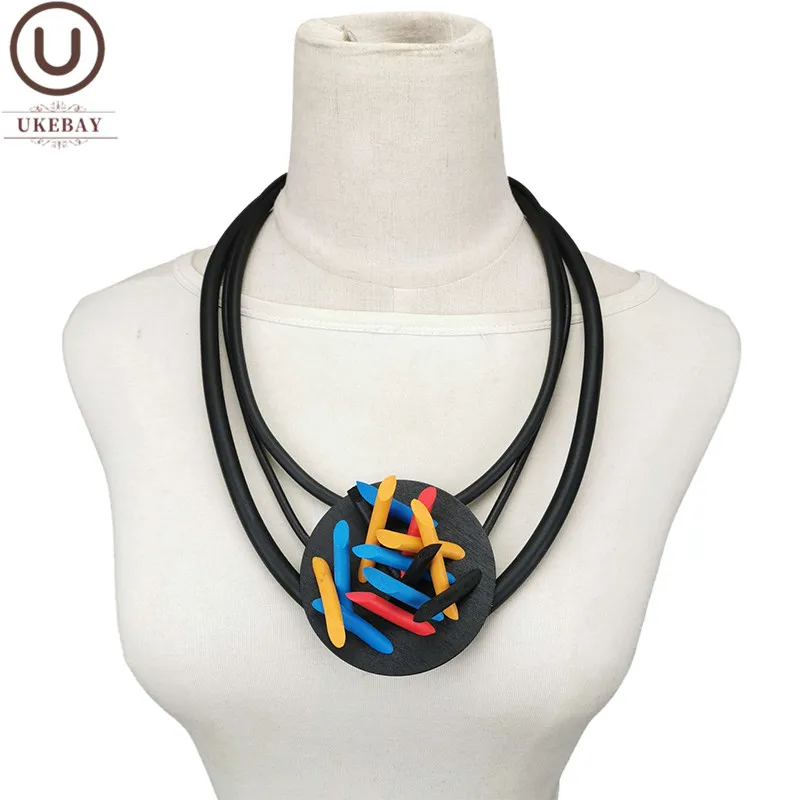 

UKEBAY Handmade Multicolor Pendant Necklace Women Rubber Necklace Bohemia Style Soft Chain Gothic Jewelry Designer Luxury Chains